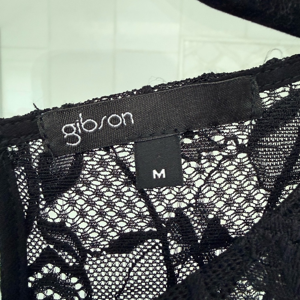 Gibson Black Lace Ruffle Blouse - Picture 7 of 12